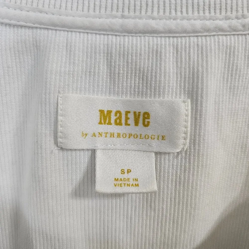 MAEVE ANTHROPOLOGIE Lace-Sleeve Top in White Size Petite Small